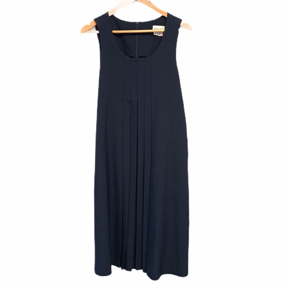 Vintage Dresses & Skirts - Vintage Maternity Dress Navy Blue Adjustable Waist